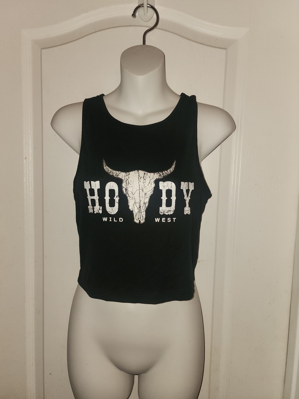 Black Graphic 'Howdy Wild West' Cropped Tank